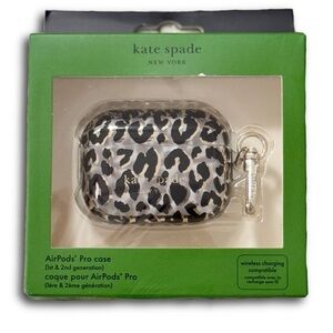 NWT Kate Spade New York AirPods Pro Case City Leopard Black/Gold